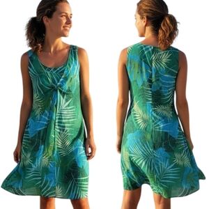 JONES NEW YORK Tropical Palm Twist-front Silk Midi Dress - Size 8